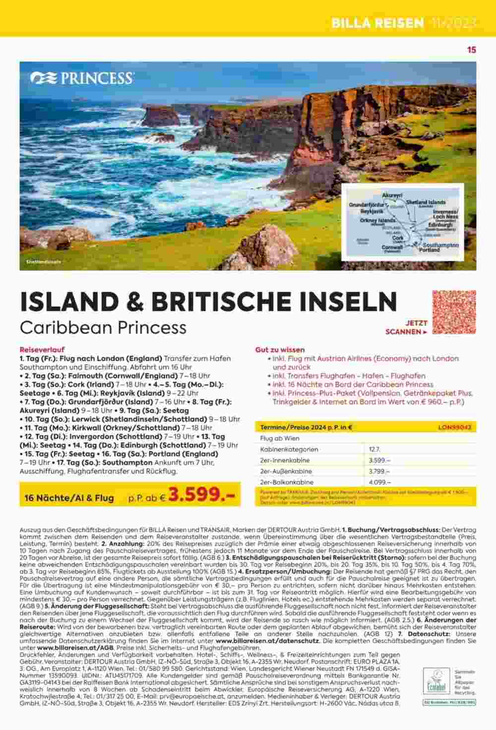 Billa Reisen Flugblatt (ab 08.11.2023) - Angebote und Prospekt - Seite 15