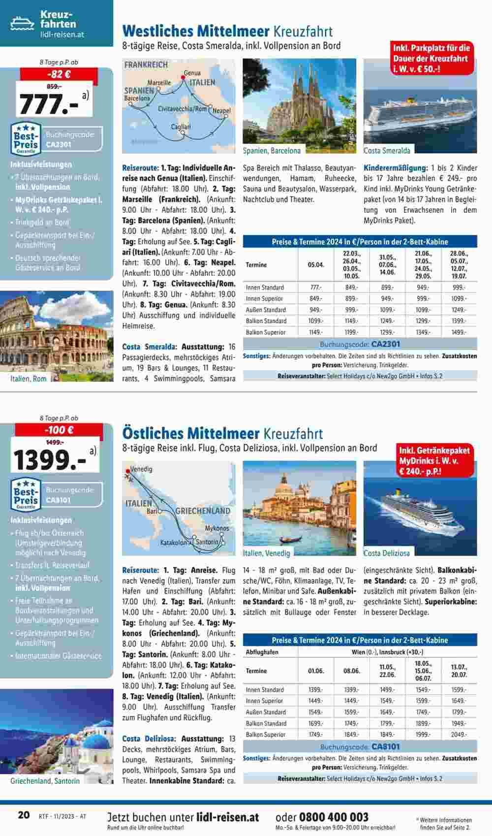 Lidl Reisen Flugblatt (ab 14.11.2023) - Angebote und Prospekt - Seite 20