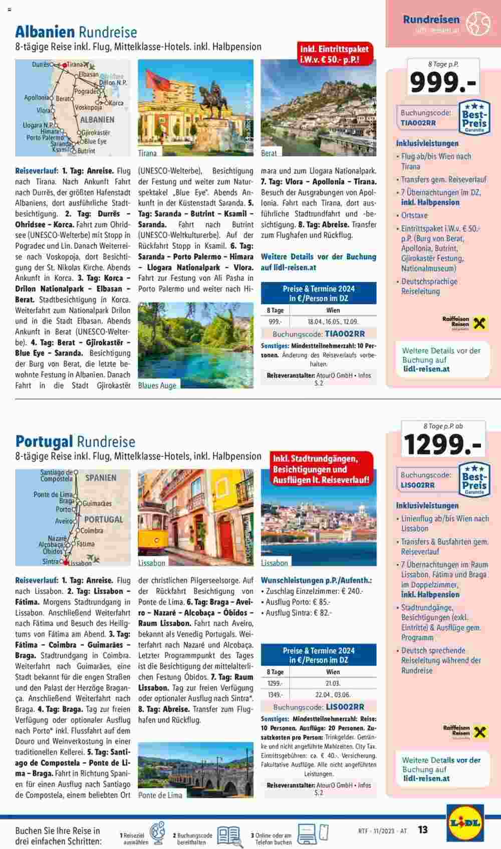 Lidl Reisen Flugblatt (ab 15.11.2023) - Angebote und Prospekt - Seite 13