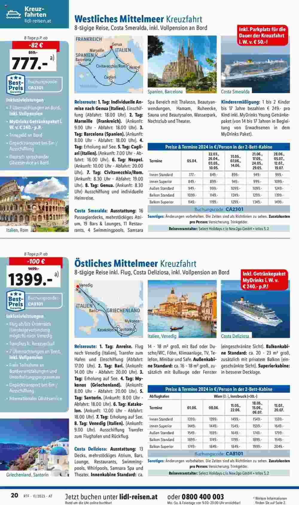 Lidl Reisen Flugblatt (ab 15.11.2023) - Angebote und Prospekt - Seite 20