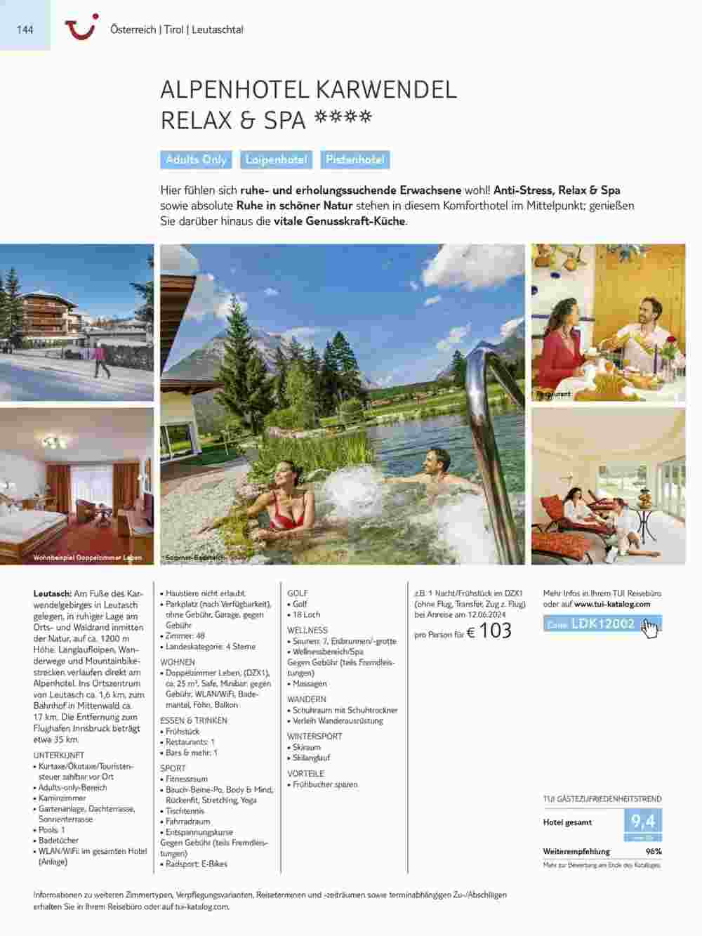 Tui Reisebüro Flugblatt (ab 15.11.2023) - Angebote und Prospekt - Seite 144