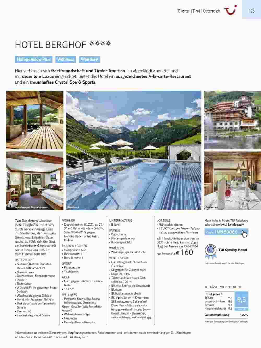 Tui Reisebüro Flugblatt (ab 15.11.2023) - Angebote und Prospekt - Seite 173