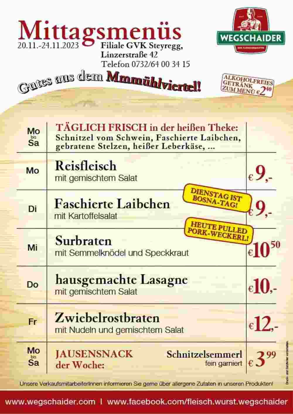 Wegschaider Flugblatt (ab 20.11.2023) - Angebote und Prospekt - Seite 1