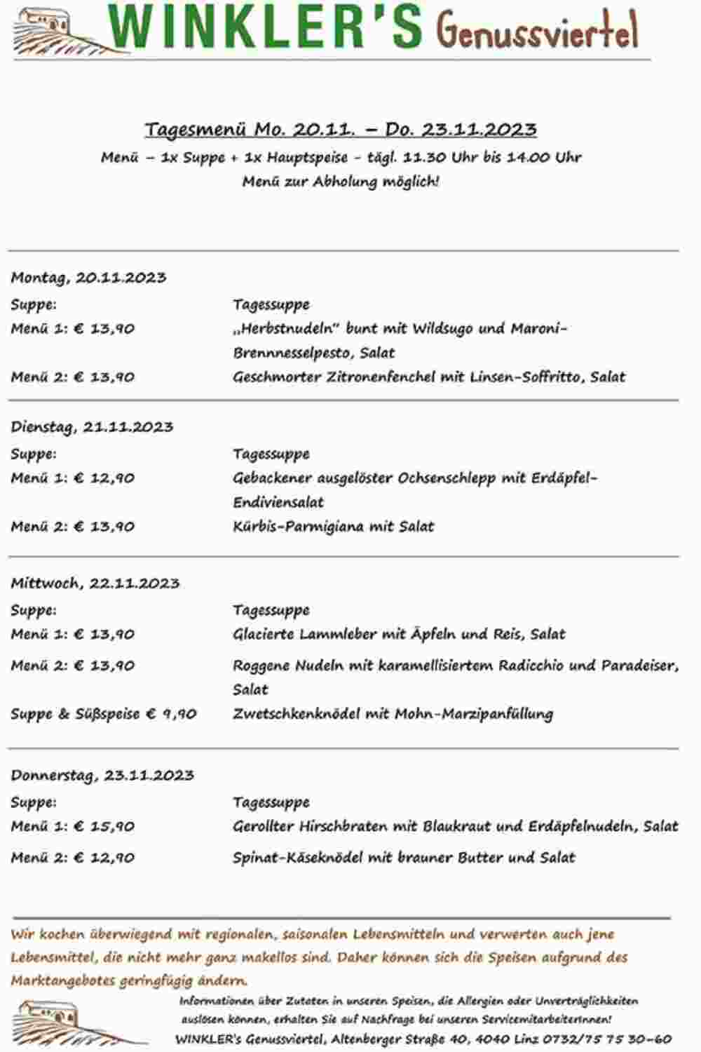 Winkler Markt Flugblatt (ab 20.11.2023) - Angebote und Prospekt - Seite 1