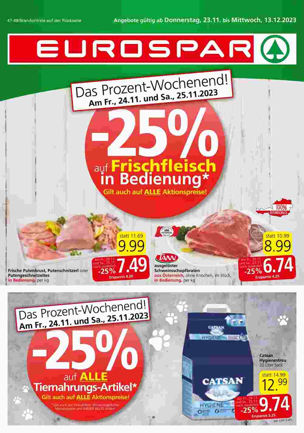 Eurospar Flugblatt (ab 23.11.2023) - Angebote und Prospekt - Seite 1