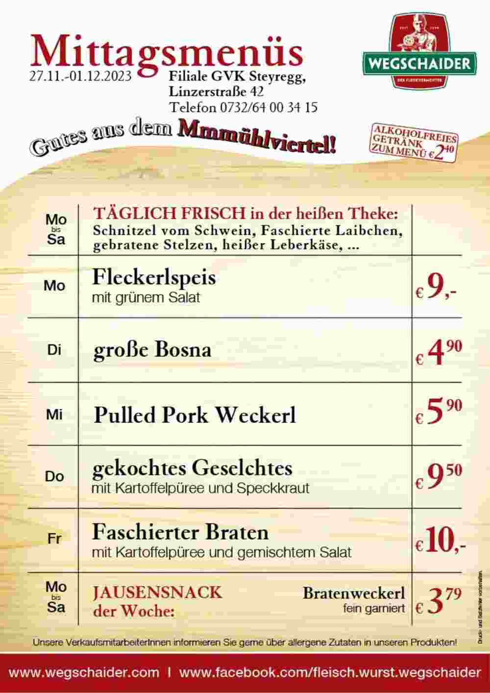 Wegschaider Flugblatt (ab 27.11.2023) - Angebote und Prospekt - Seite 1