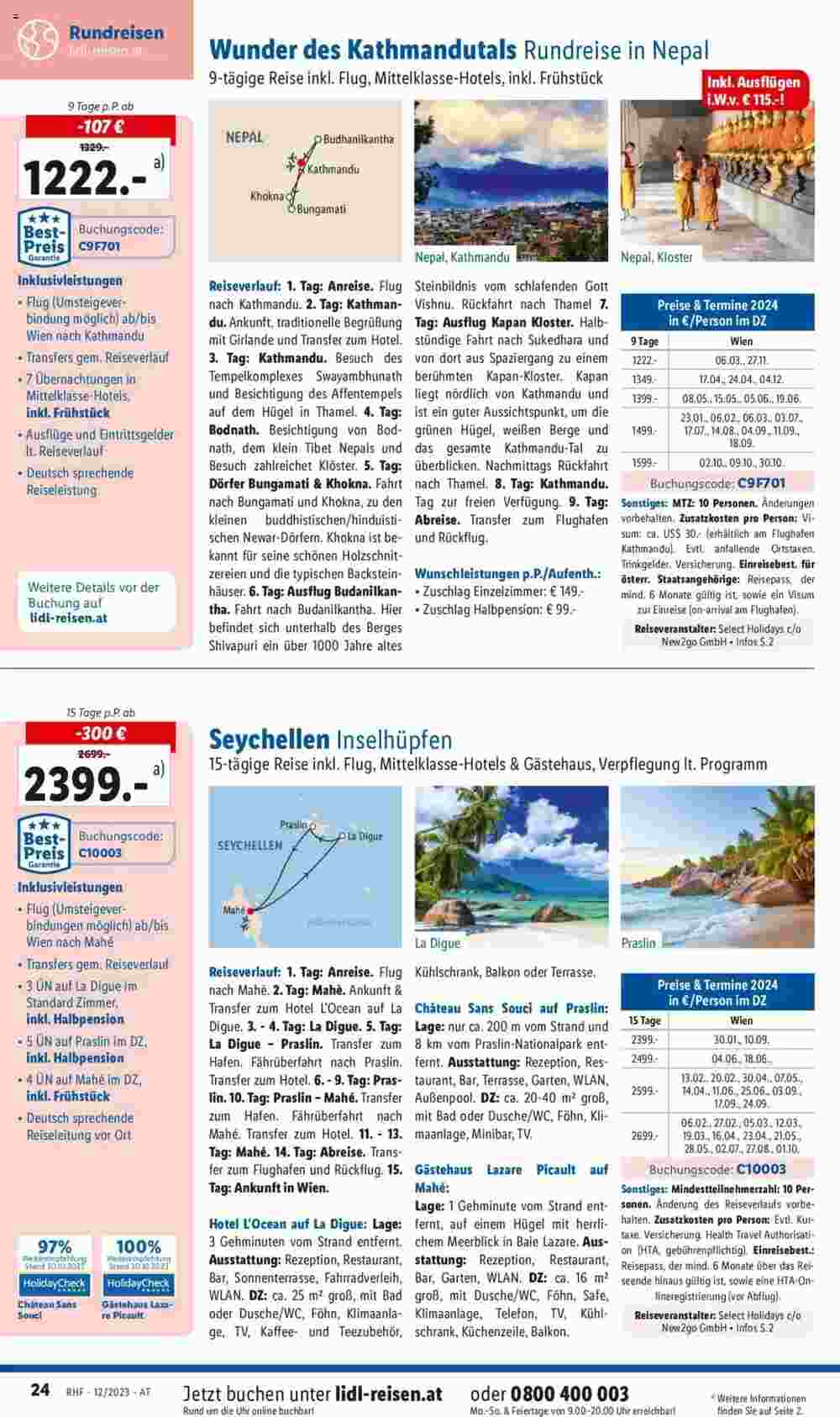 Lidl Reisen Flugblatt (ab 29.11.2023) - Angebote und Prospekt - Seite 24