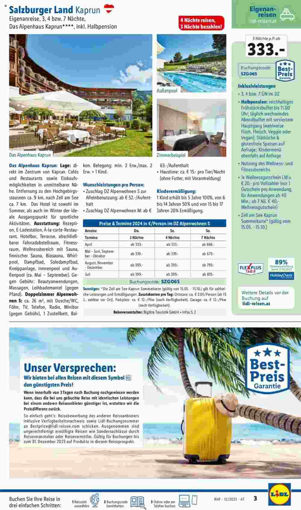 Lidl Reisen Flugblatt (ab 29.11.2023) - Angebote und Prospekt - Seite 3