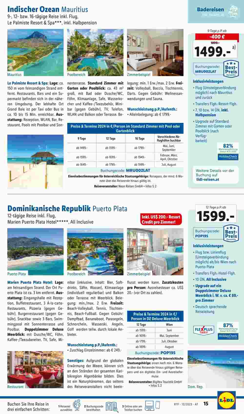 Lidl Reisen Flugblatt (ab 12.12.2023) - Angebote und Prospekt - Seite 15