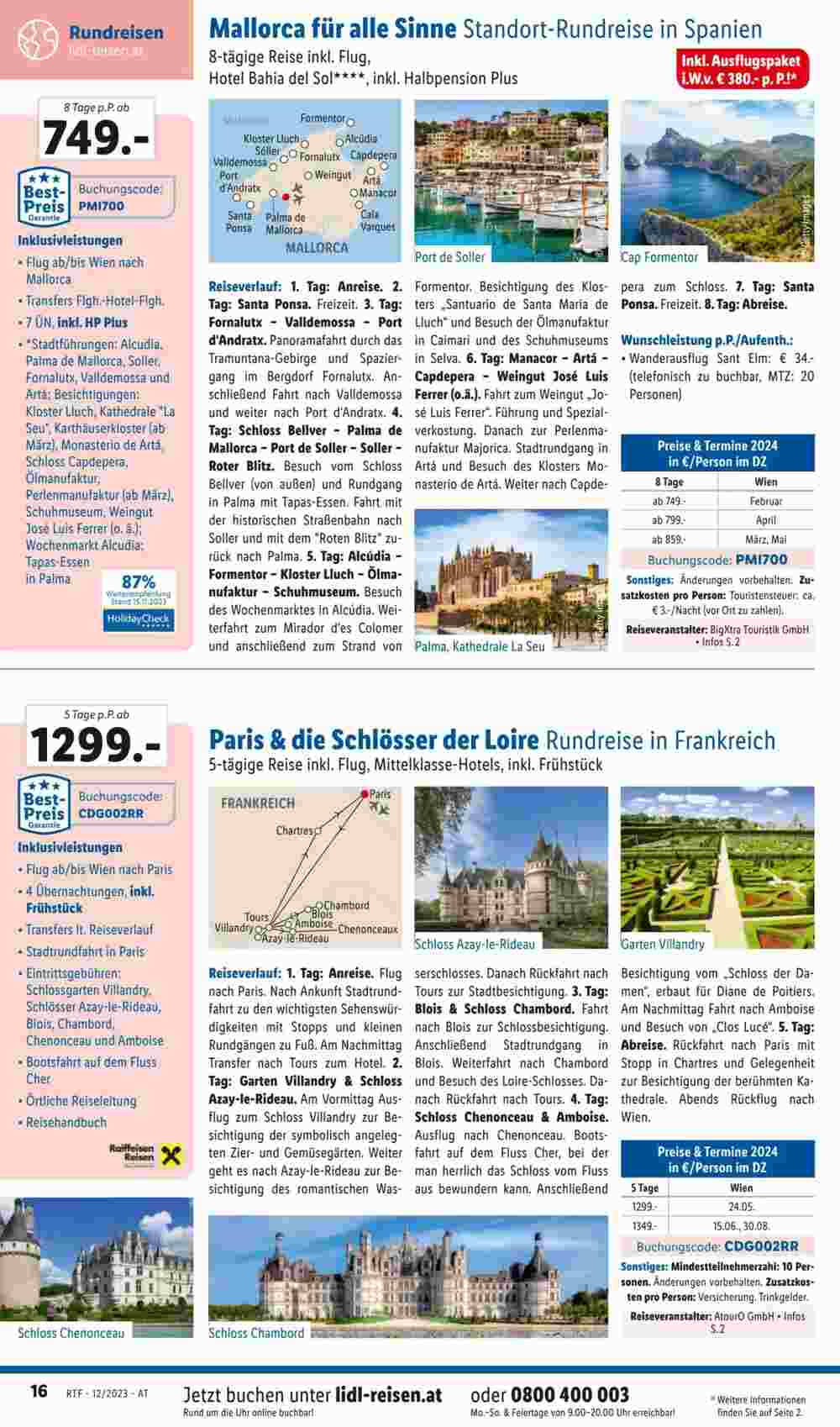 Lidl Reisen Flugblatt (ab 12.12.2023) - Angebote und Prospekt - Seite 16