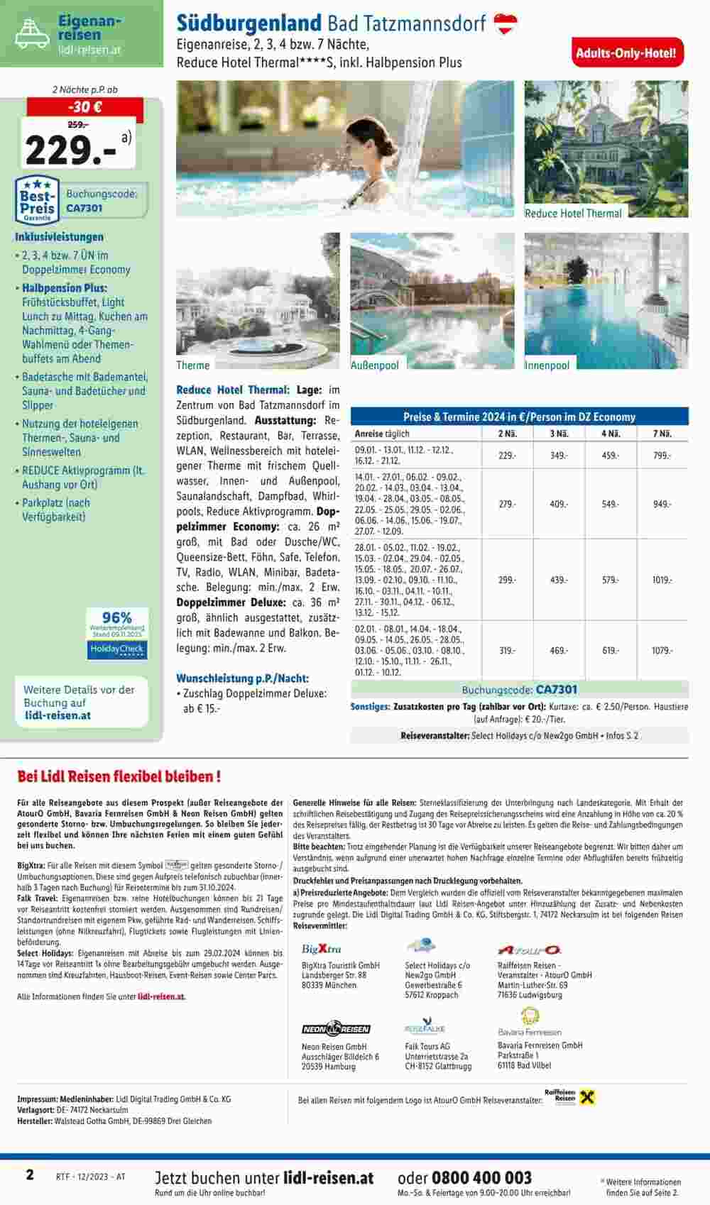 Lidl Reisen Flugblatt (ab 12.12.2023) - Angebote und Prospekt - Seite 2