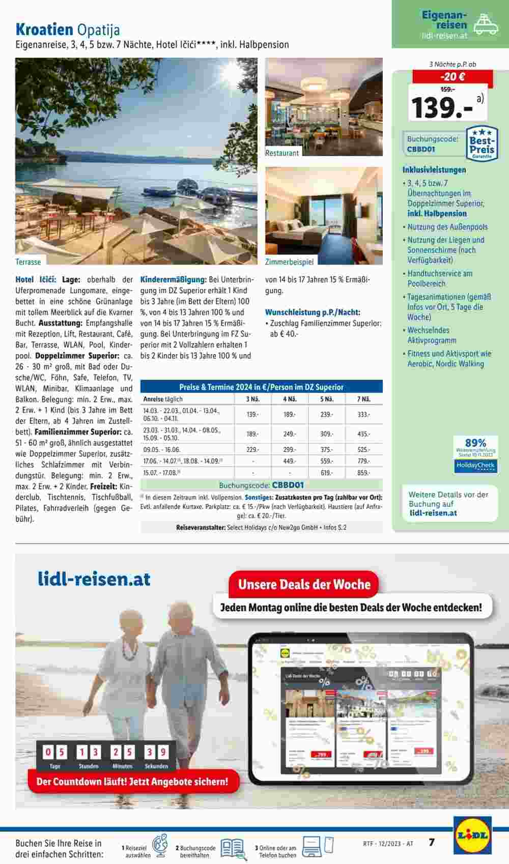 Lidl Reisen Flugblatt (ab 12.12.2023) - Angebote und Prospekt - Seite 7