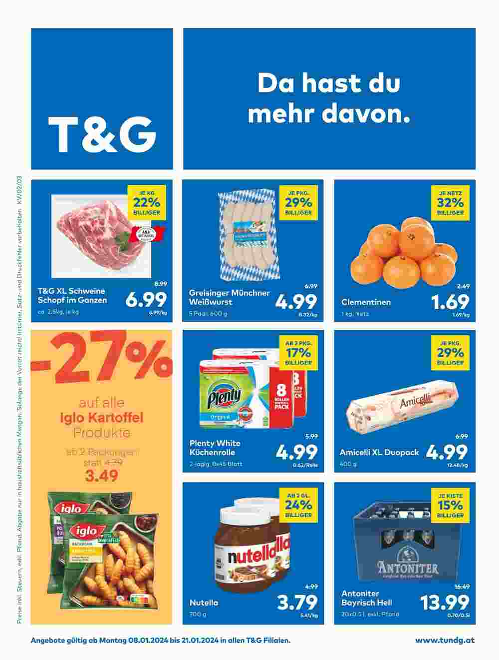 T&G Flugblatt (ab 08.01.2024) - Angebote und Prospekt - Seite 1
