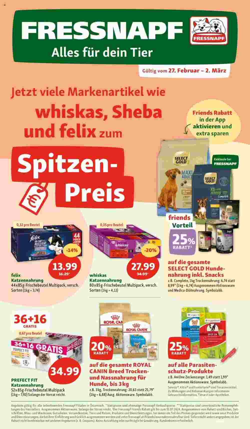 Fressnapf Flugblatt (ab 27.02.2024) - Angebote und Prospekt - Seite 1
