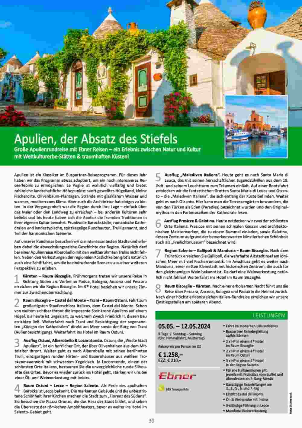 Bacher Reisen Flugblatt (ab 01.03.2024) - Angebote und Prospekt - Seite 30