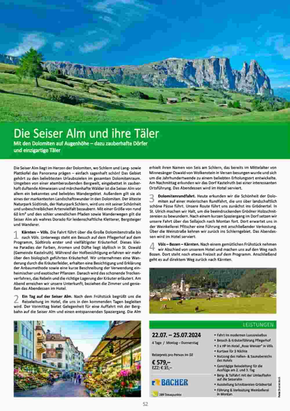 Bacher Reisen Flugblatt (ab 01.03.2024) - Angebote und Prospekt - Seite 52