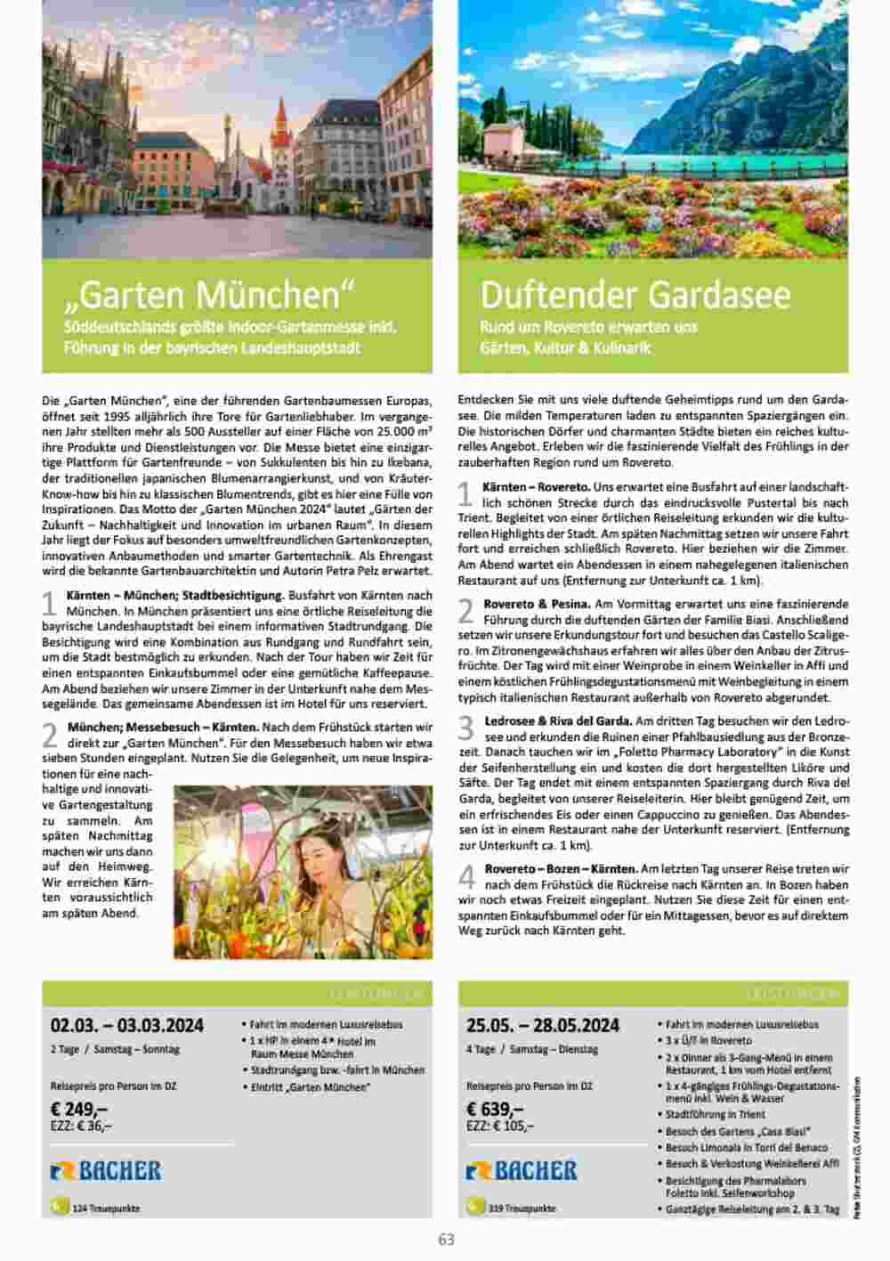 Bacher Reisen Flugblatt (ab 01.03.2024) - Angebote und Prospekt - Seite 63