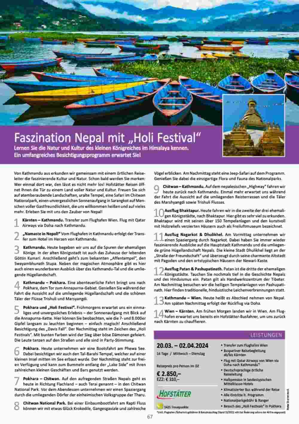 Bacher Reisen Flugblatt (ab 01.03.2024) - Angebote und Prospekt - Seite 67