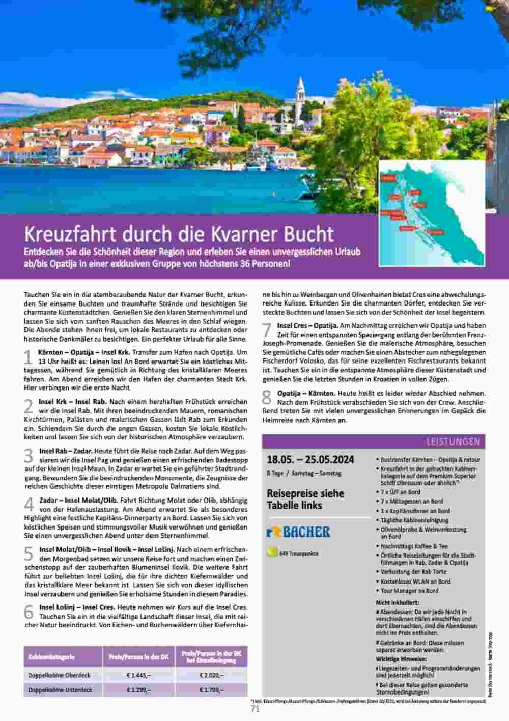 Bacher Reisen Flugblatt (ab 01.03.2024) - Angebote und Prospekt - Seite 71