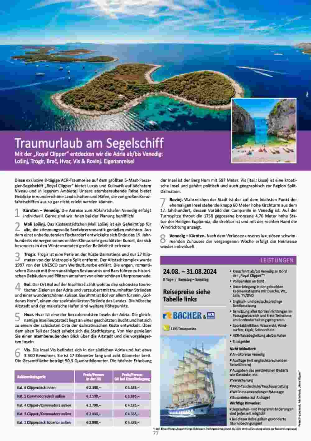 Bacher Reisen Flugblatt (ab 01.03.2024) - Angebote und Prospekt - Seite 77