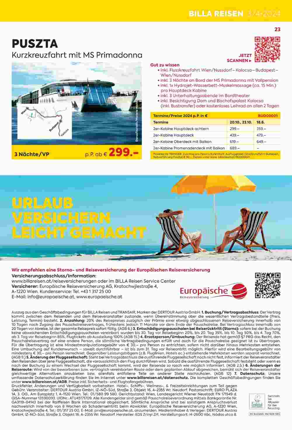 Billa Reisen Flugblatt (ab 01.03.2024) - Angebote und Prospekt - Seite 23