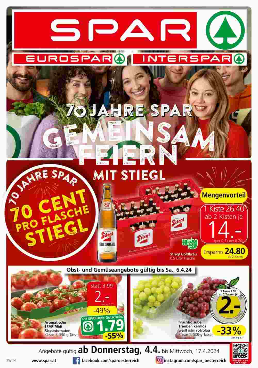 Spar Flugblatt (ab 04.04.2024) - Angebote und Prospekt - Seite 1