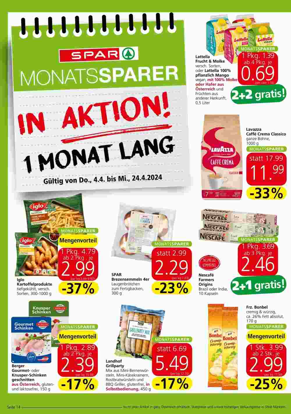 Spar Flugblatt (ab 04.04.2024) - Angebote und Prospekt - Seite 14