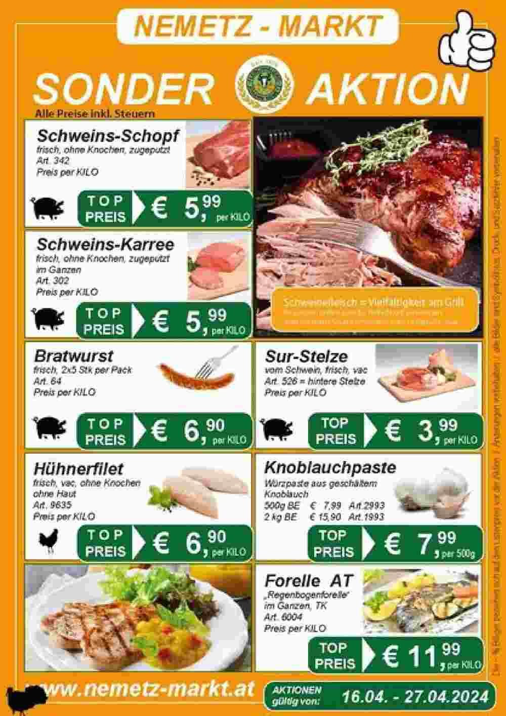 Nemetz Markt Flugblatt (ab 16.04.2024) - Angebote und Prospekt - Seite 1