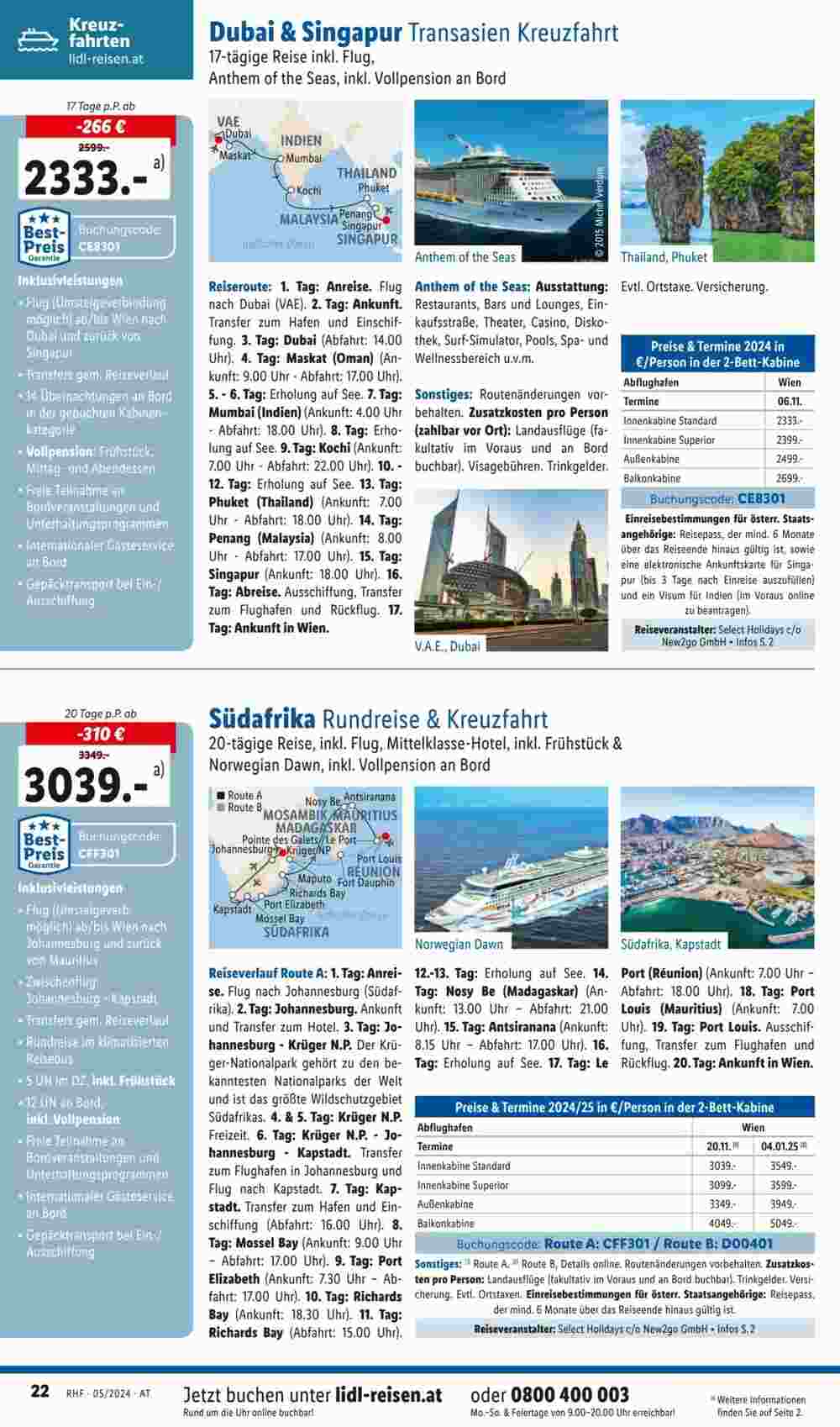 Lidl Reisen Flugblatt (ab 26.04.2024) - Angebote und Prospekt - Seite 22