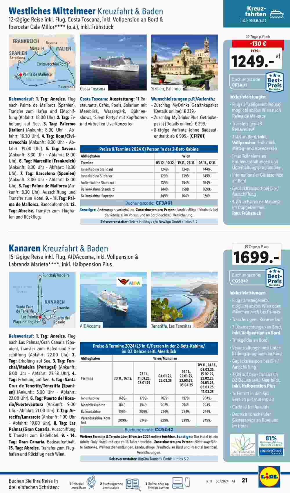 Lidl Reisen Flugblatt (ab 27.04.2024) - Angebote und Prospekt - Seite 21