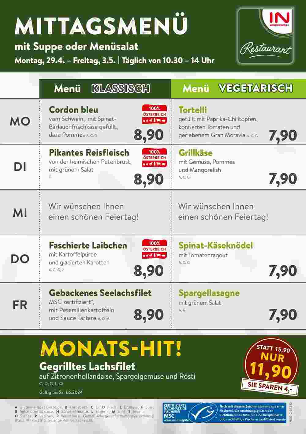 Interspar Restaurant Flugblatt (ab 28.04.2024) - Angebote und Prospekt - Seite 1