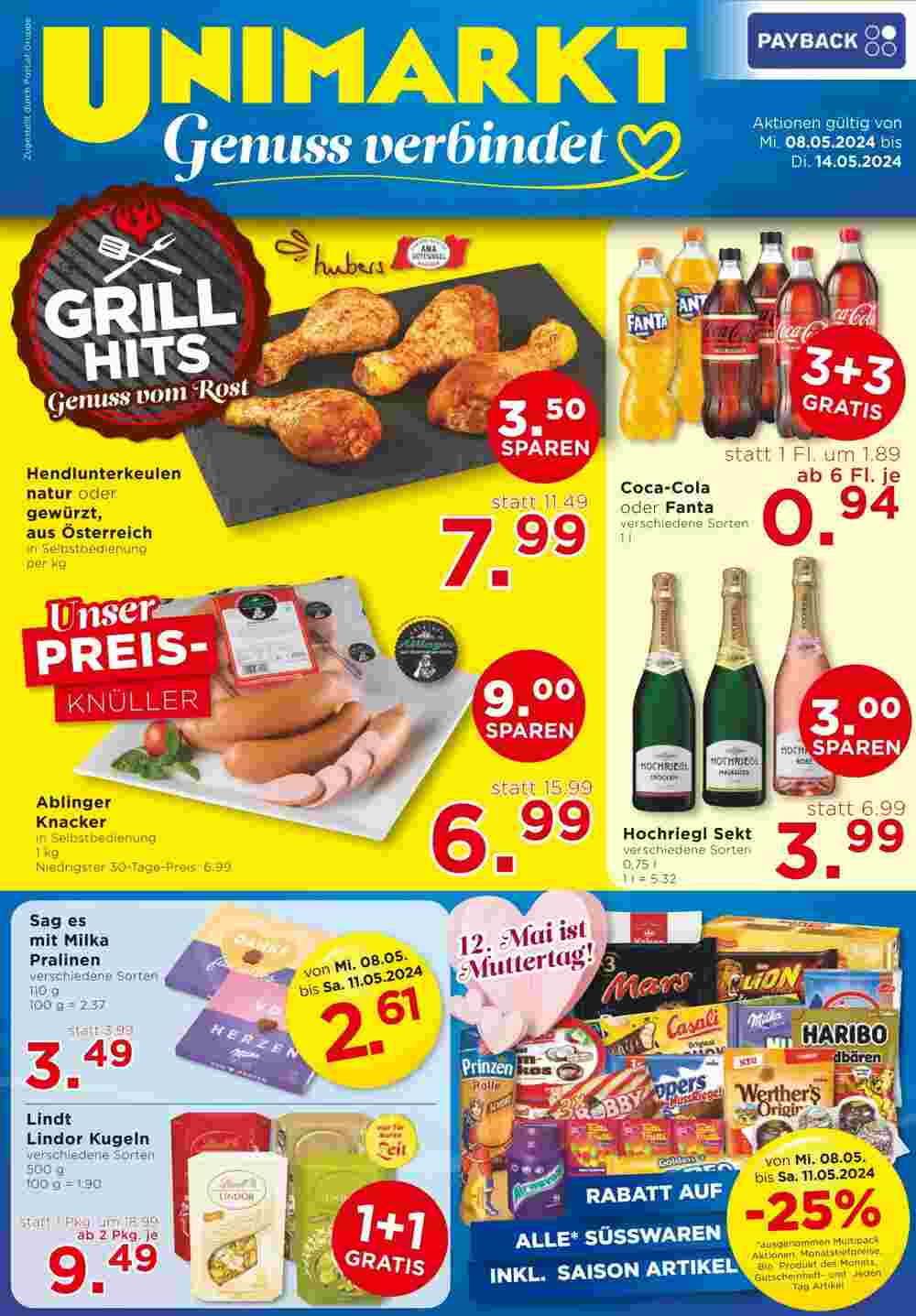 Unimarkt Flugblatt (ab 08.05.2024) - Angebote und Prospekt - Seite 1