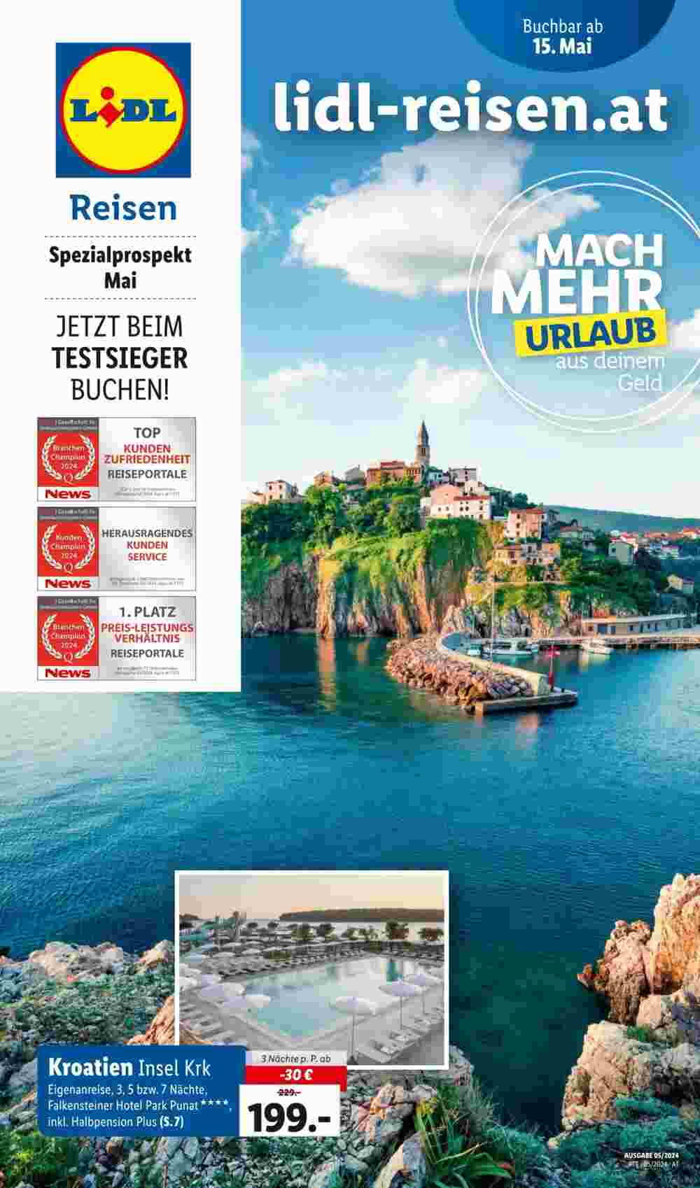 Lidl Reisen Flugblatt (ab 14.05.2024) - Angebote und Prospekt - Seite 1