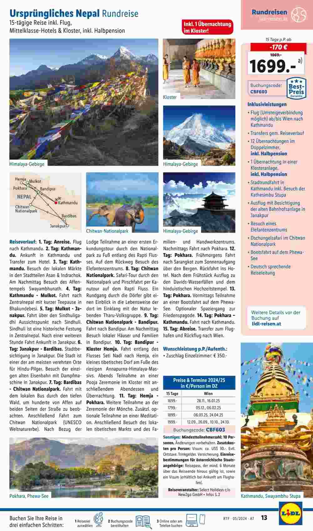 Lidl Reisen Flugblatt (ab 14.05.2024) - Angebote und Prospekt - Seite 13