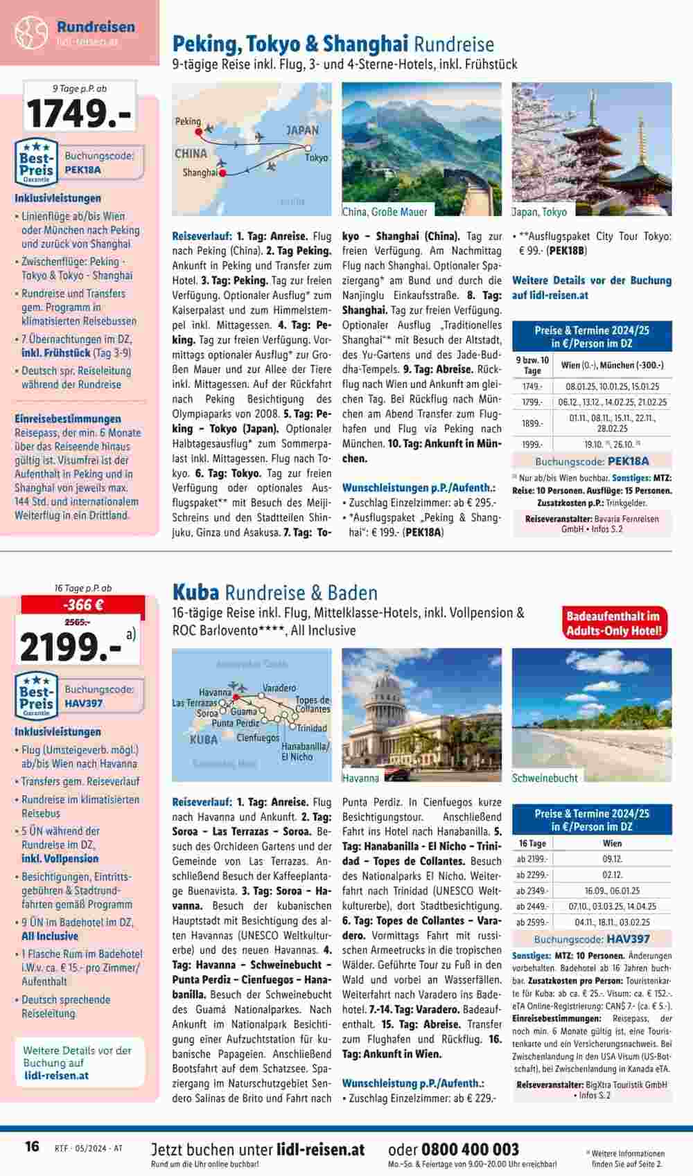 Lidl Reisen Flugblatt (ab 14.05.2024) - Angebote und Prospekt - Seite 16