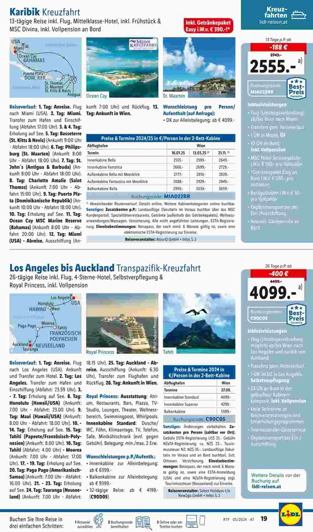 Lidl Reisen Flugblatt (ab 14.05.2024) - Angebote und Prospekt - Seite 19