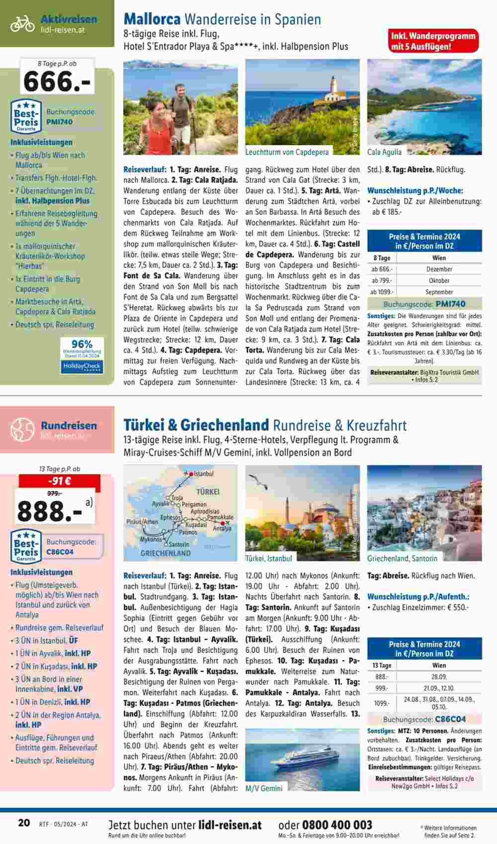 Lidl Reisen Flugblatt (ab 14.05.2024) - Angebote und Prospekt - Seite 20
