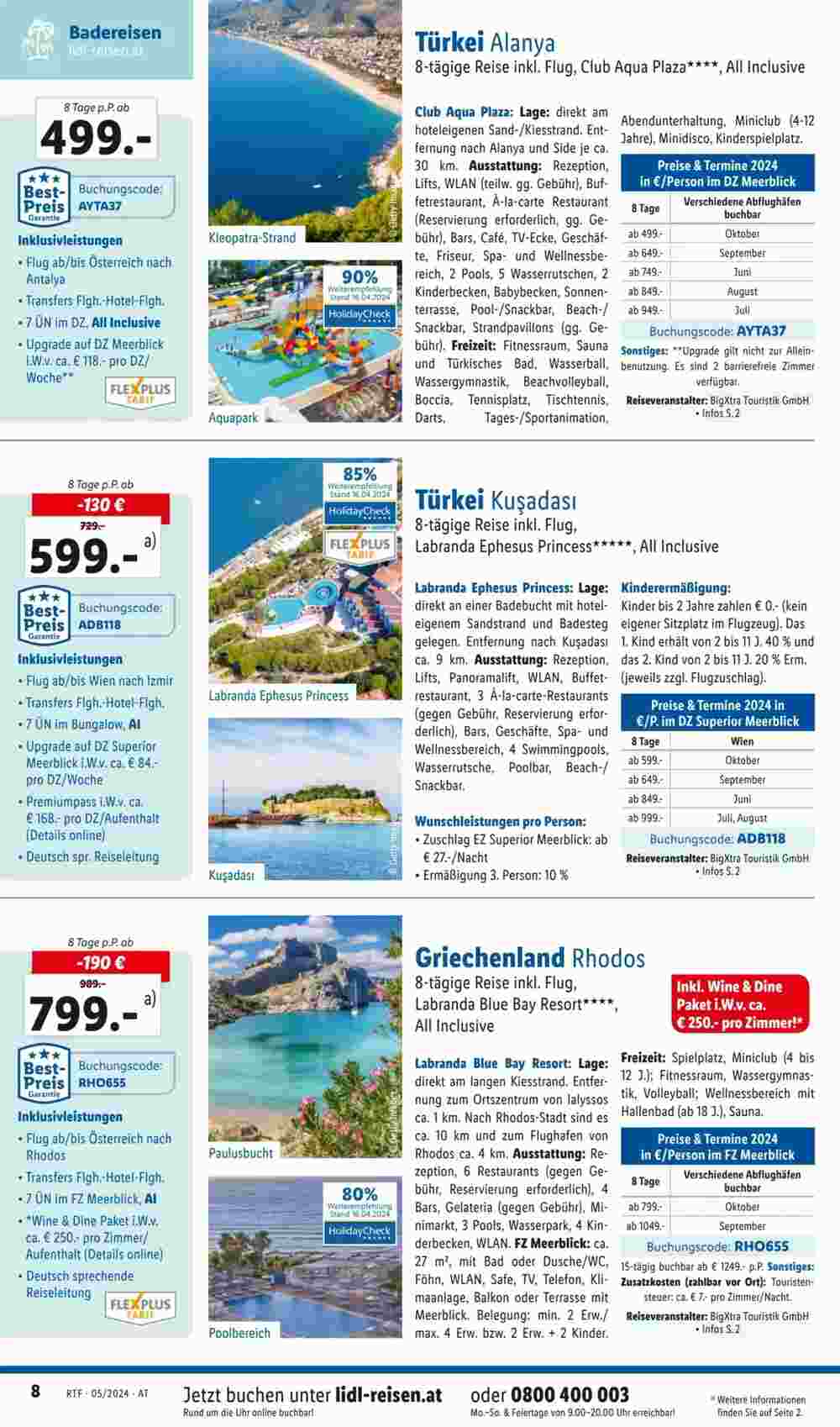 Lidl Reisen Flugblatt (ab 14.05.2024) - Angebote und Prospekt - Seite 8
