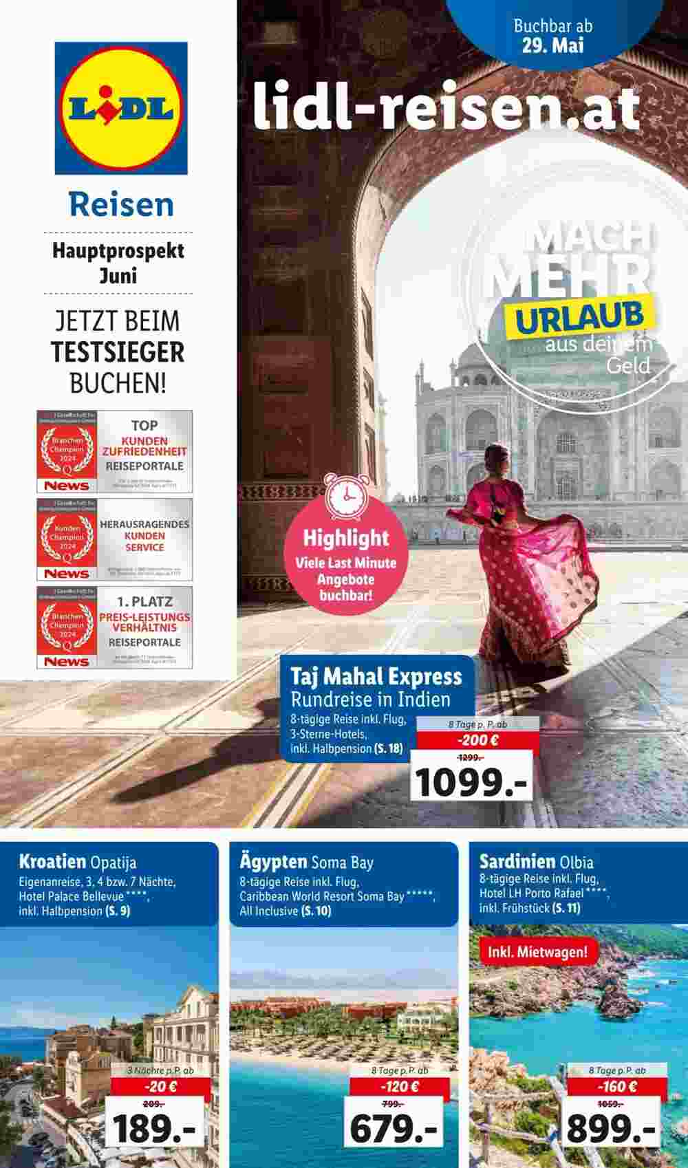 Lidl Reisen Flugblatt (ab 28.05.2024) - Angebote und Prospekt - Seite 1