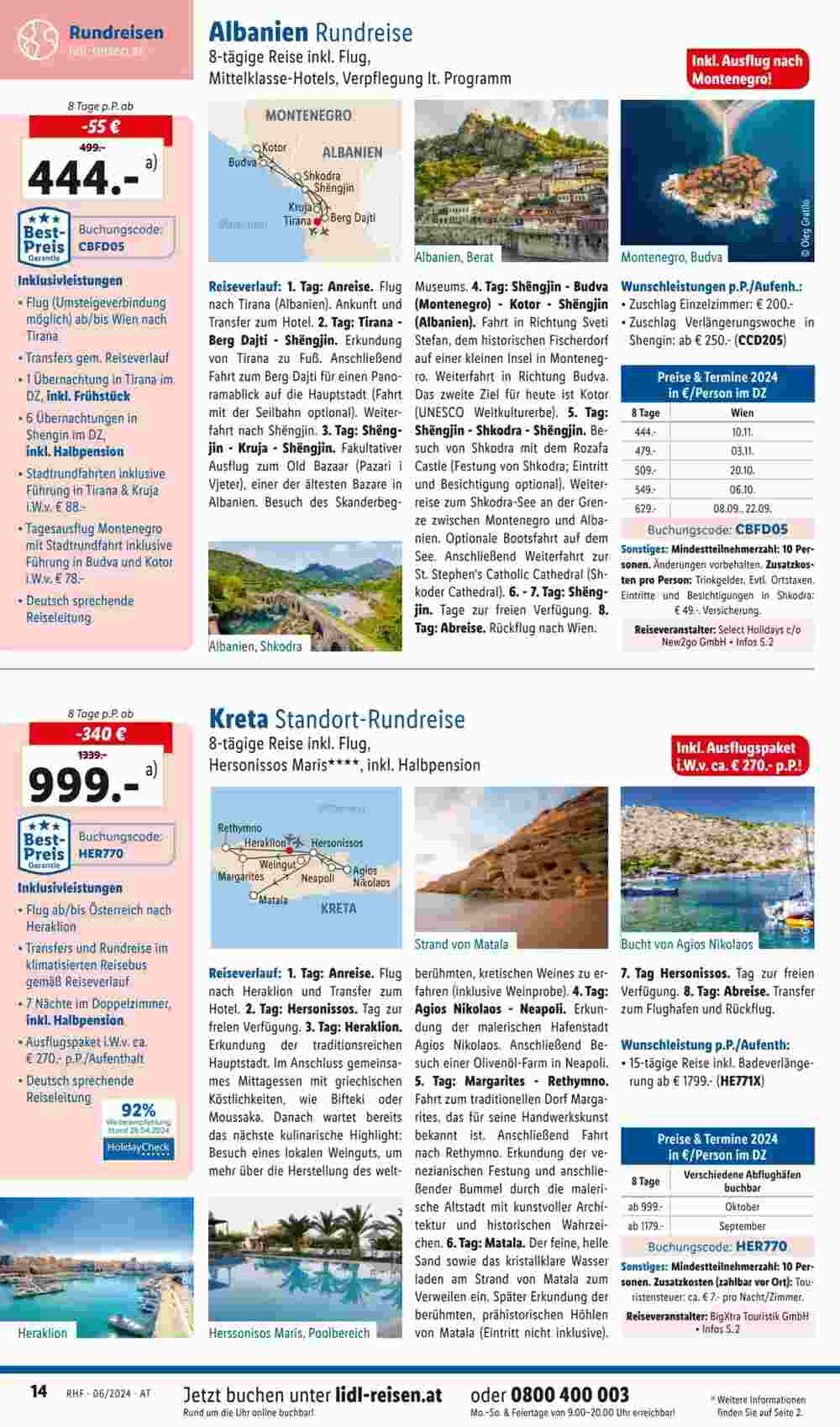 Lidl Reisen Flugblatt (ab 28.05.2024) - Angebote und Prospekt - Seite 14