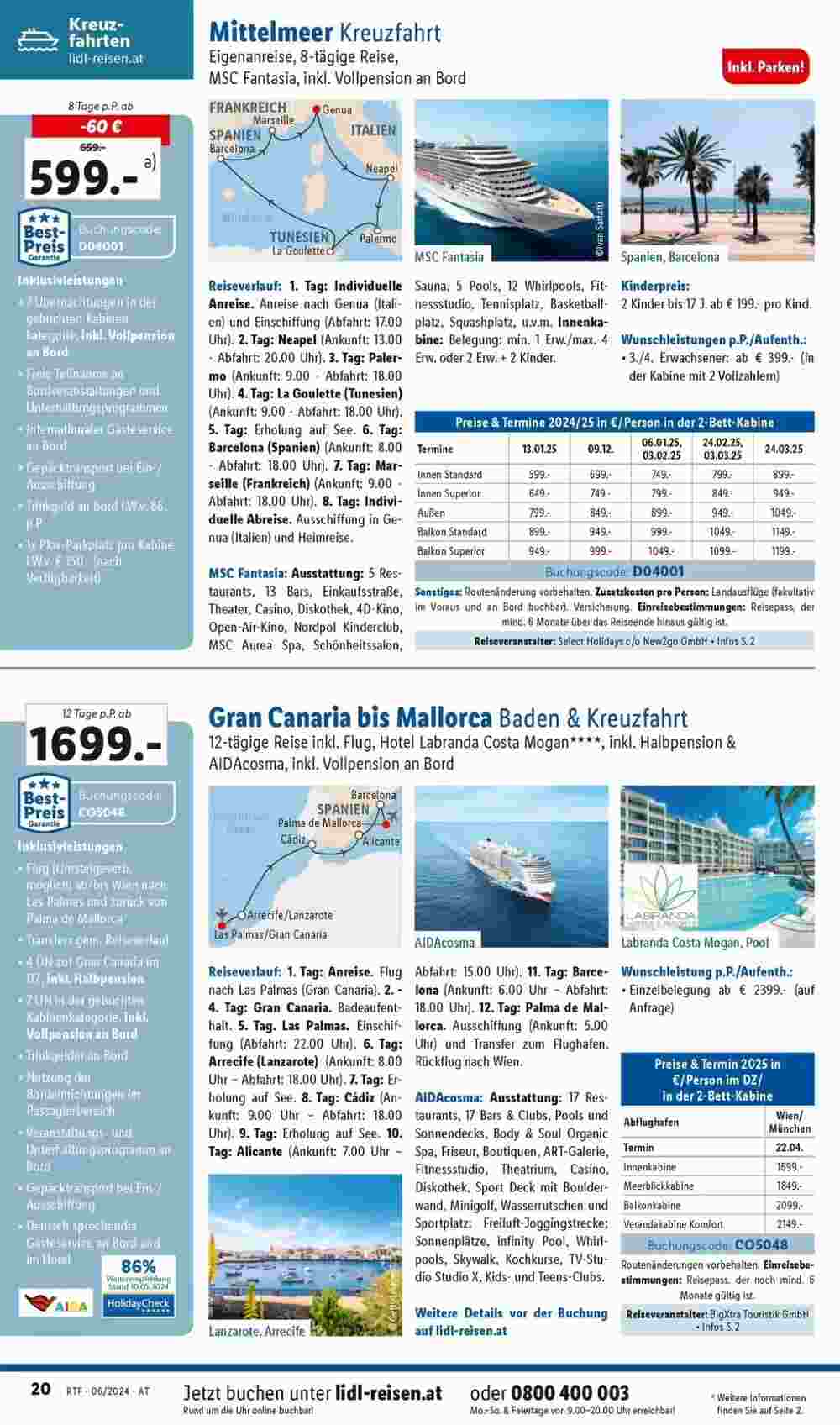 Lidl Reisen Flugblatt (ab 12.06.2024) - Angebote und Prospekt - Seite 20
