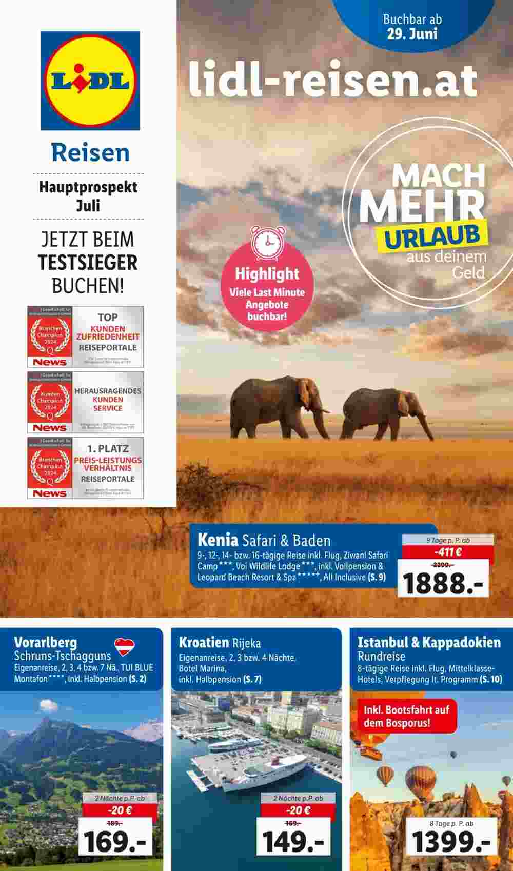 Lidl Reisen Flugblatt (ab 28.06.2024) - Angebote und Prospekt - Seite 1