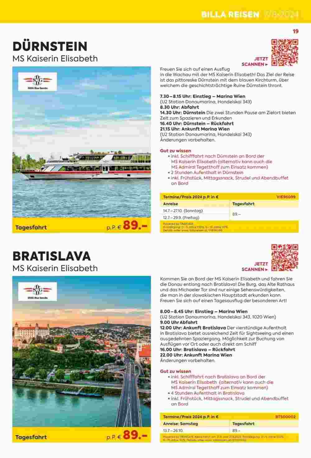 Billa Reisen Flugblatt (ab 02.07.2024) - Angebote und Prospekt - Seite 19