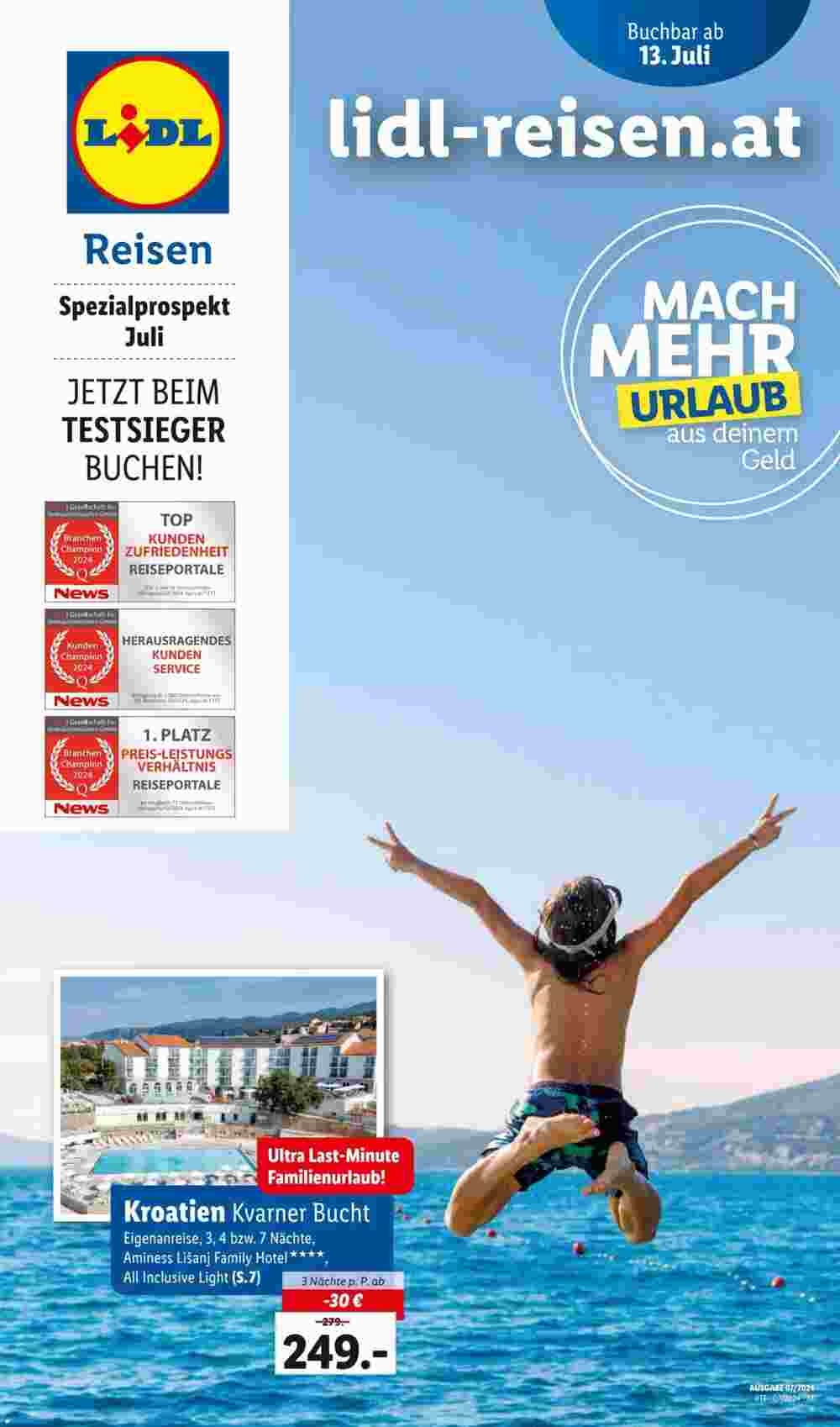 Lidl Reisen Flugblatt (ab 12.07.2024) - Angebote und Prospekt - Seite 1