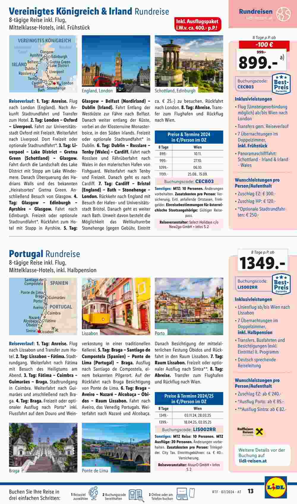 Lidl Reisen Flugblatt (ab 13.07.2024) - Angebote und Prospekt - Seite 13