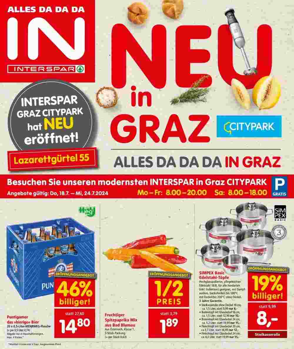 Interspar Restaurant Flugblatt (ab 18.07.2024) - Angebote und Prospekt - Seite 1