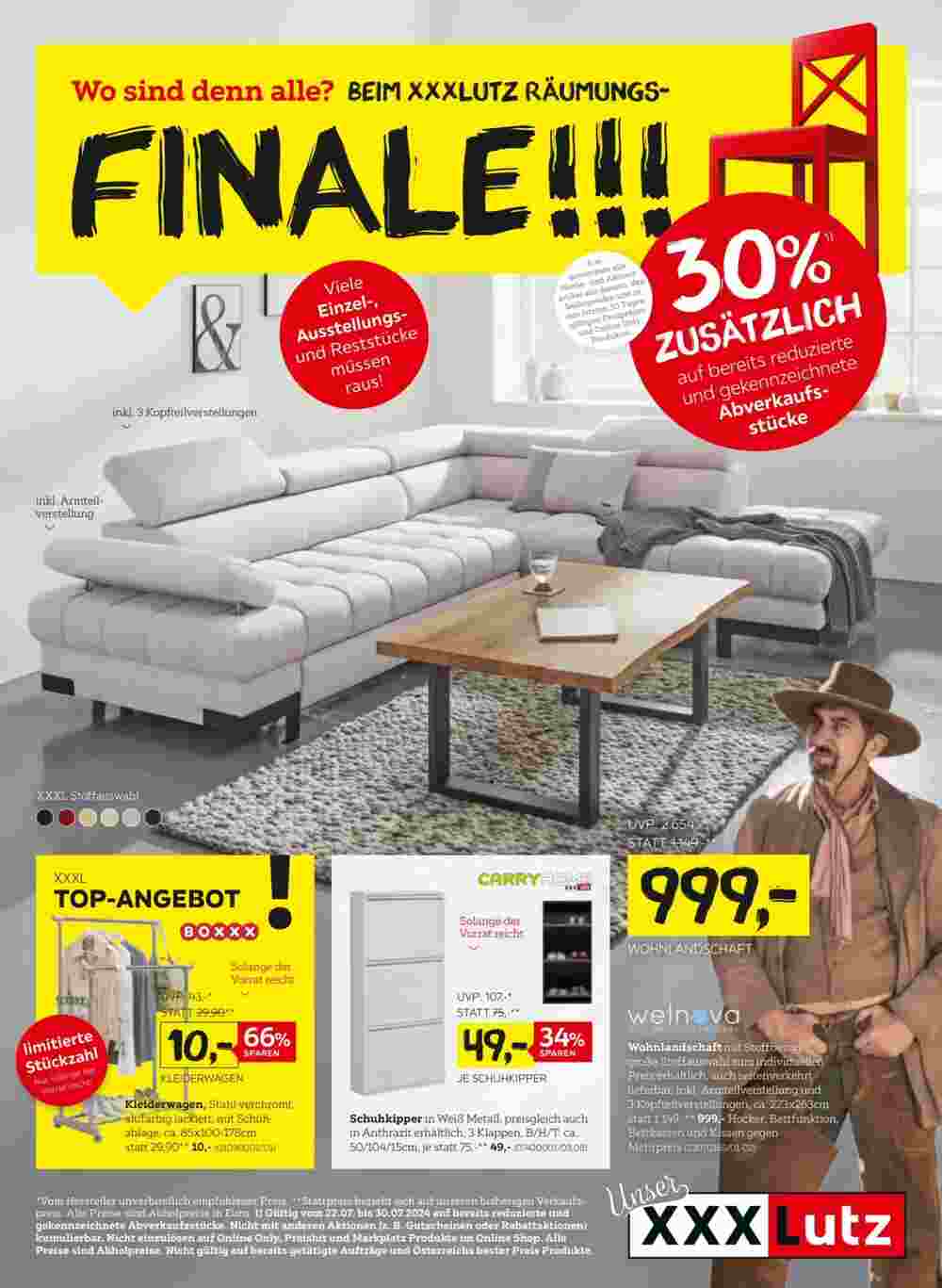 XXXLutz Flugblatt (ab 21.07.2024) - Angebote und Prospekt - Seite 1