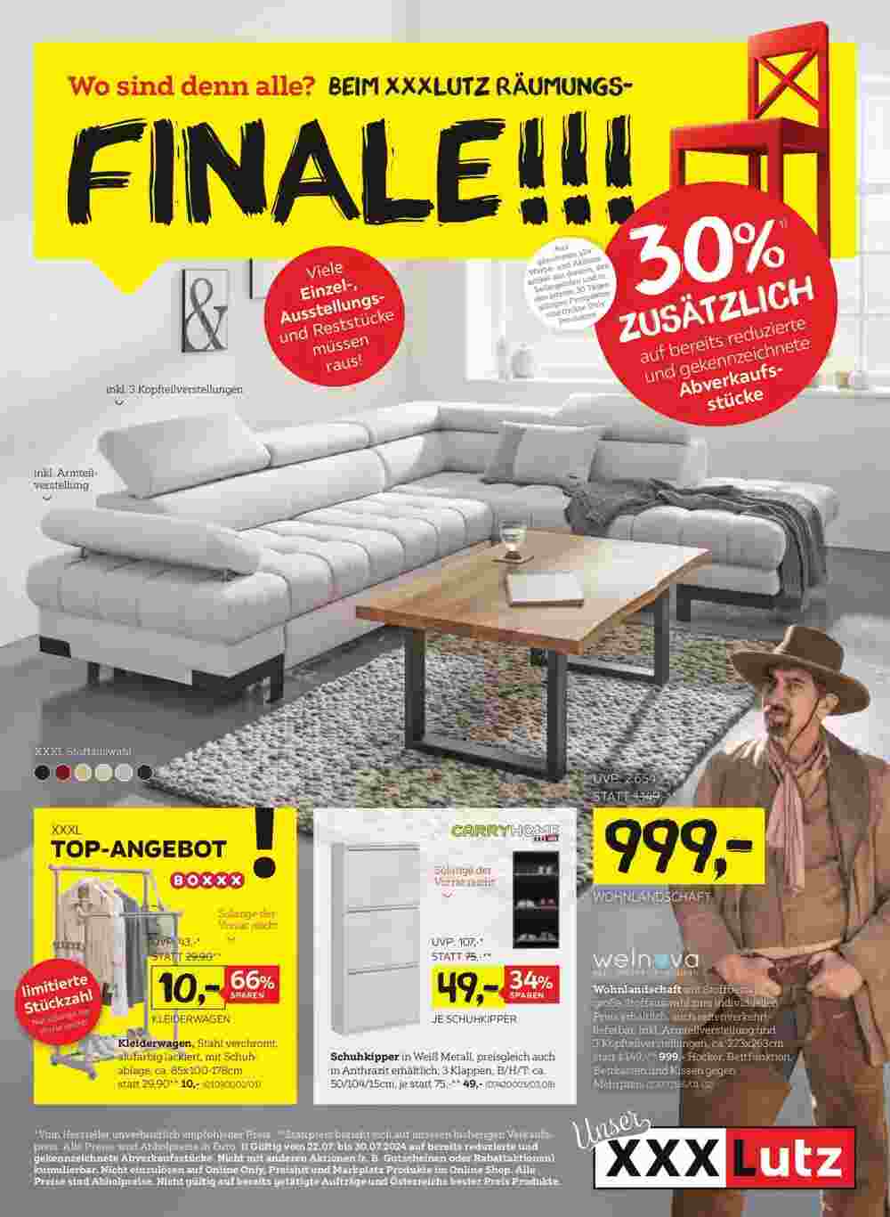 XXXLutz Flugblatt (ab 21.07.2024) - Angebote und Prospekt - Seite 1