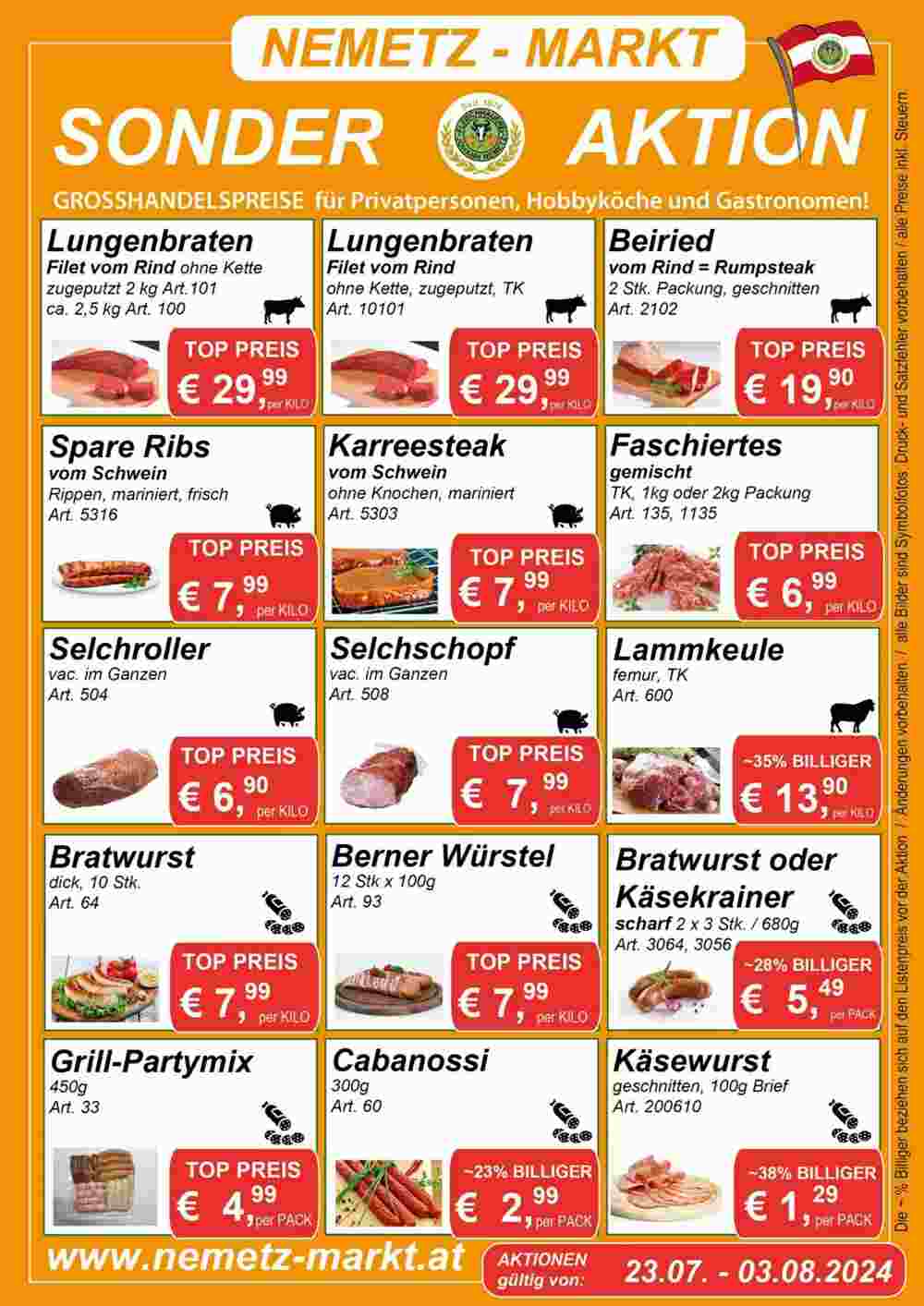 Nemetz Markt Flugblatt (ab 23.07.2024) - Angebote und Prospekt - Seite 1