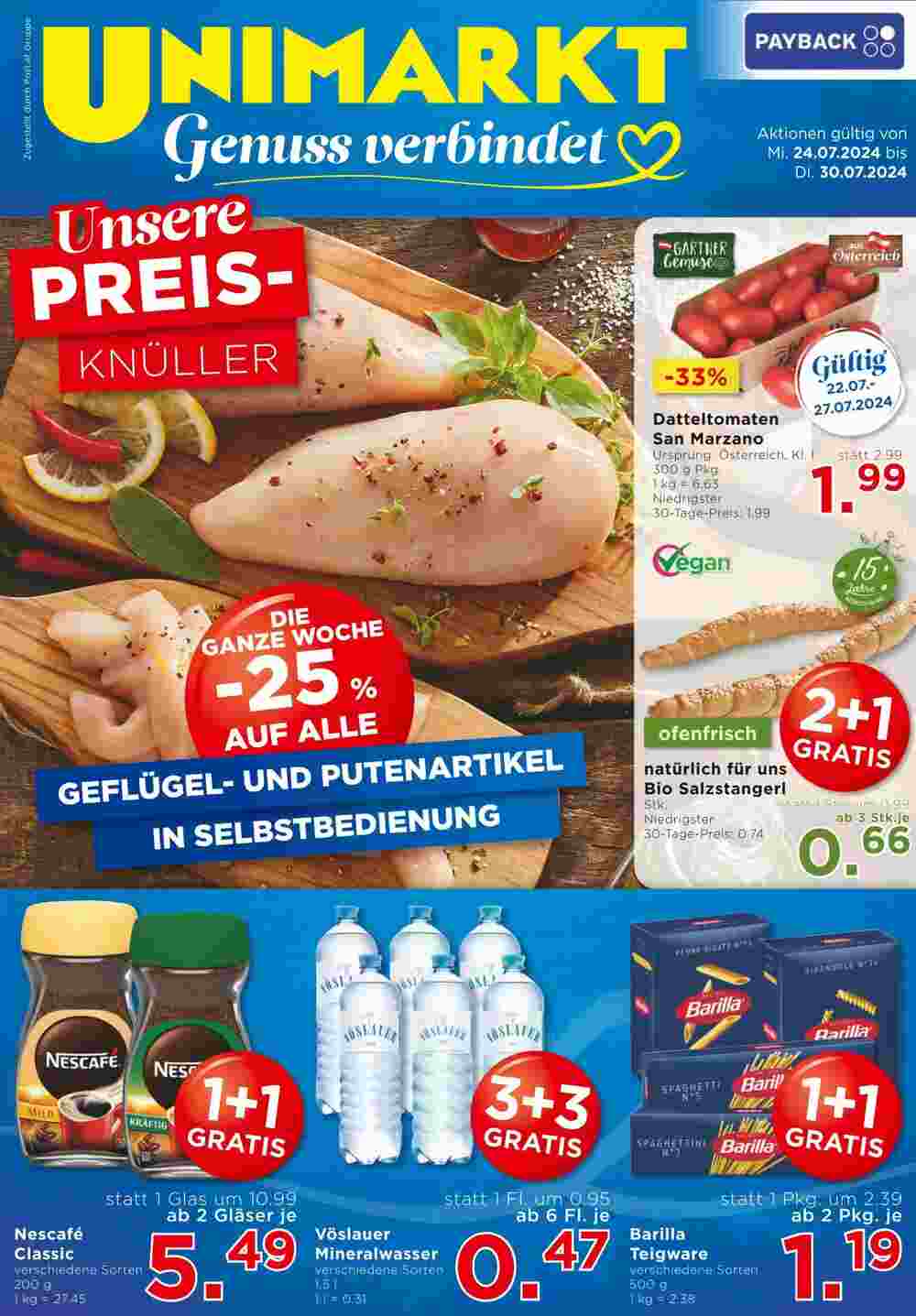 Unimarkt Flugblatt (ab 24.07.2024) - Angebote und Prospekt - Seite 1